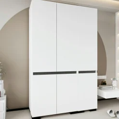 Armoire penderie blanche, 3 portes 1 tringle BYRON