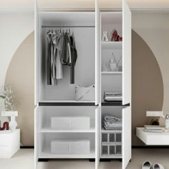 Armoire penderie blanche, 3 portes 1 tringle BYRON