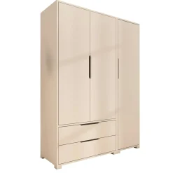 Armoire penderie blanche 3 portes 2 tiroirs BYRON