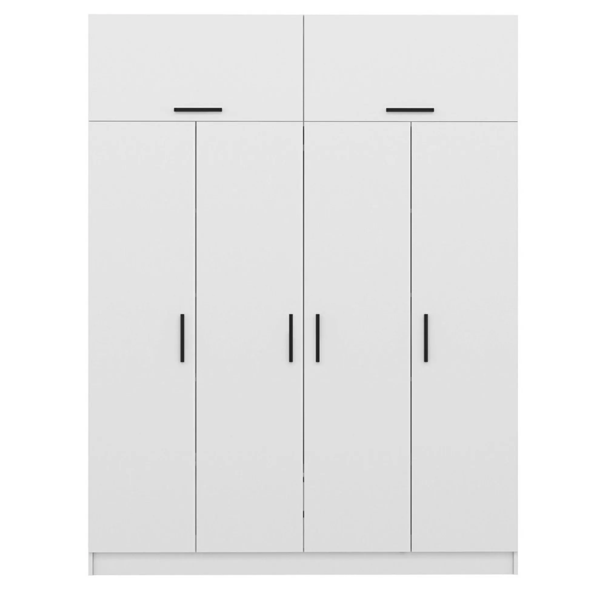 Armoire penderie blanche 6 portes, 1 portant 2 tiroirs BYRON