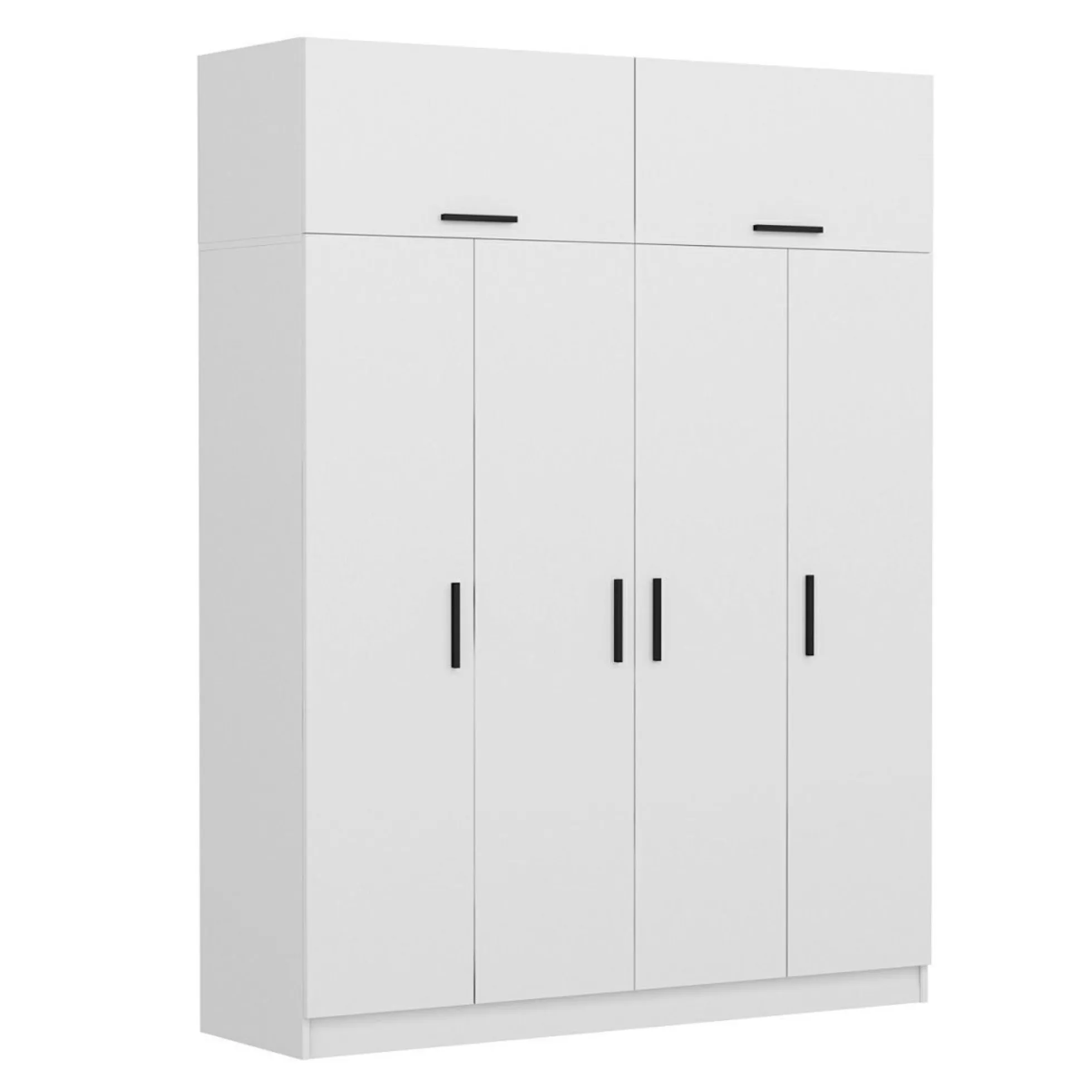 Armoire penderie blanche 6 portes, 1 portant 2 tiroirs BYRON