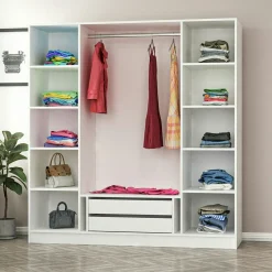 Armoire penderie blanche 4 portes vitrées H 190 cm BYRON