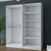 Armoire penderie blanche 4 portes poignées verticales BYRON