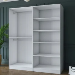 Armoire penderie blanche 4 portes poignées verticales BYRON
