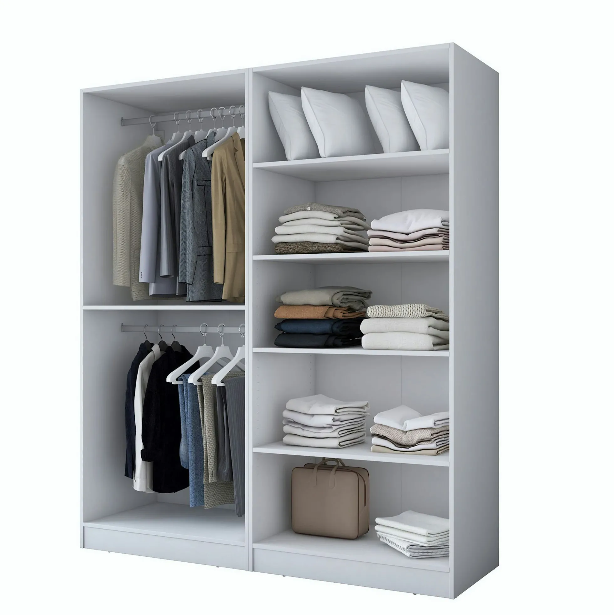 Armoire penderie blanche 4 portes poignées verticales BYRON