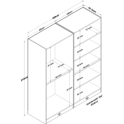 Armoire penderie blanche 4 portes poignées verticales BYRON