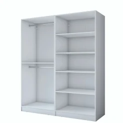 Armoire penderie blanche 4 portes poignées verticales BYRON