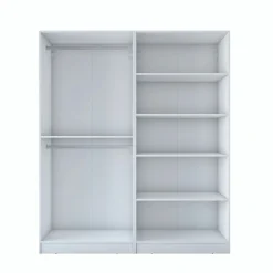 Armoire penderie blanche rainurée 4 portes 2 tringles BYRON