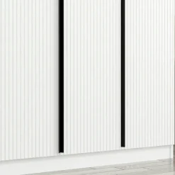 Armoire penderie blanche rainurée moderne H 210 cm BYRON