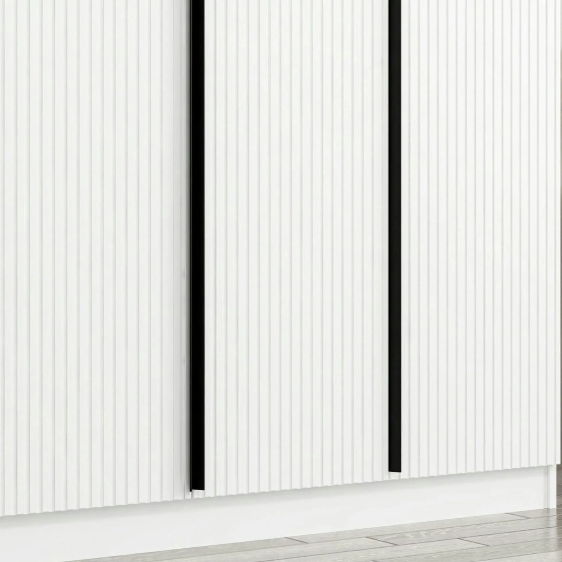 Armoire penderie blanche rainurée moderne H 210 cm BYRON