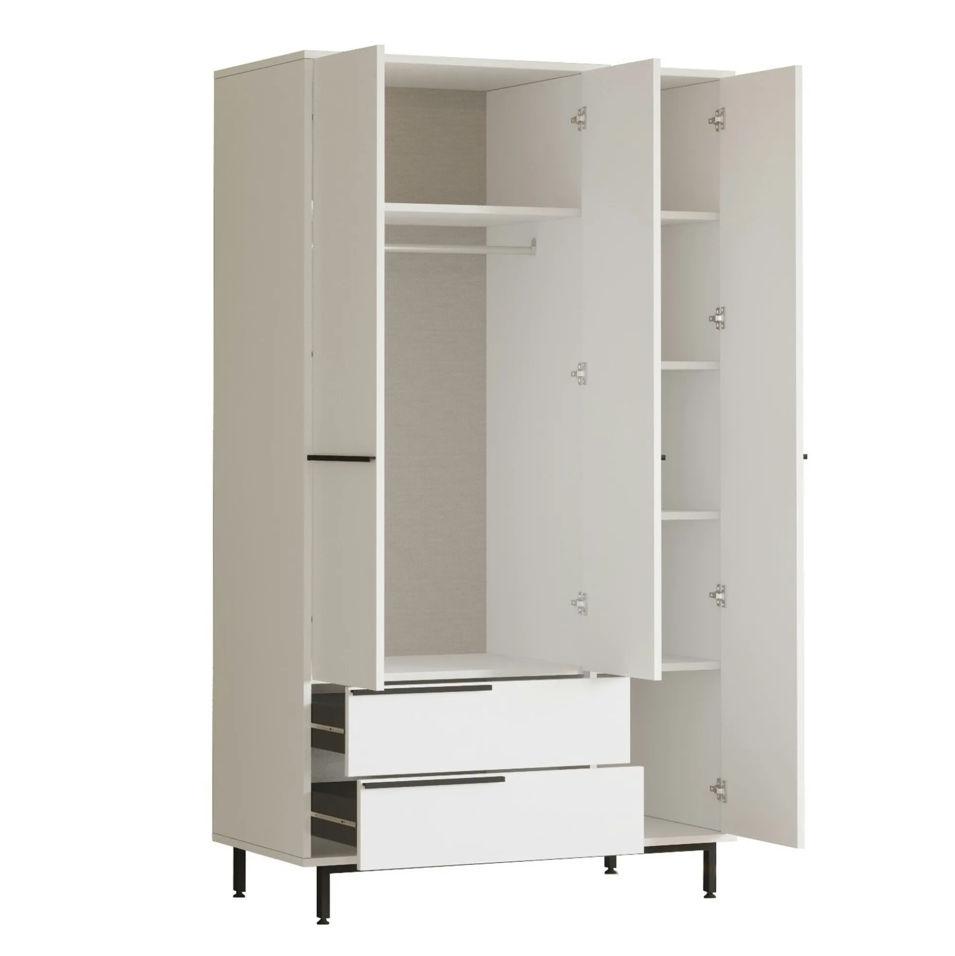 Armoire penderie blanche style moderne - 3 portes BYRON