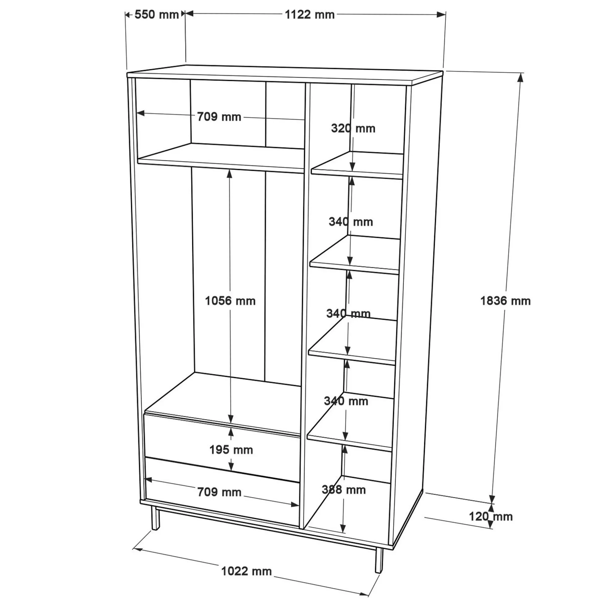 Armoire penderie blanche style moderne - 3 portes BYRON