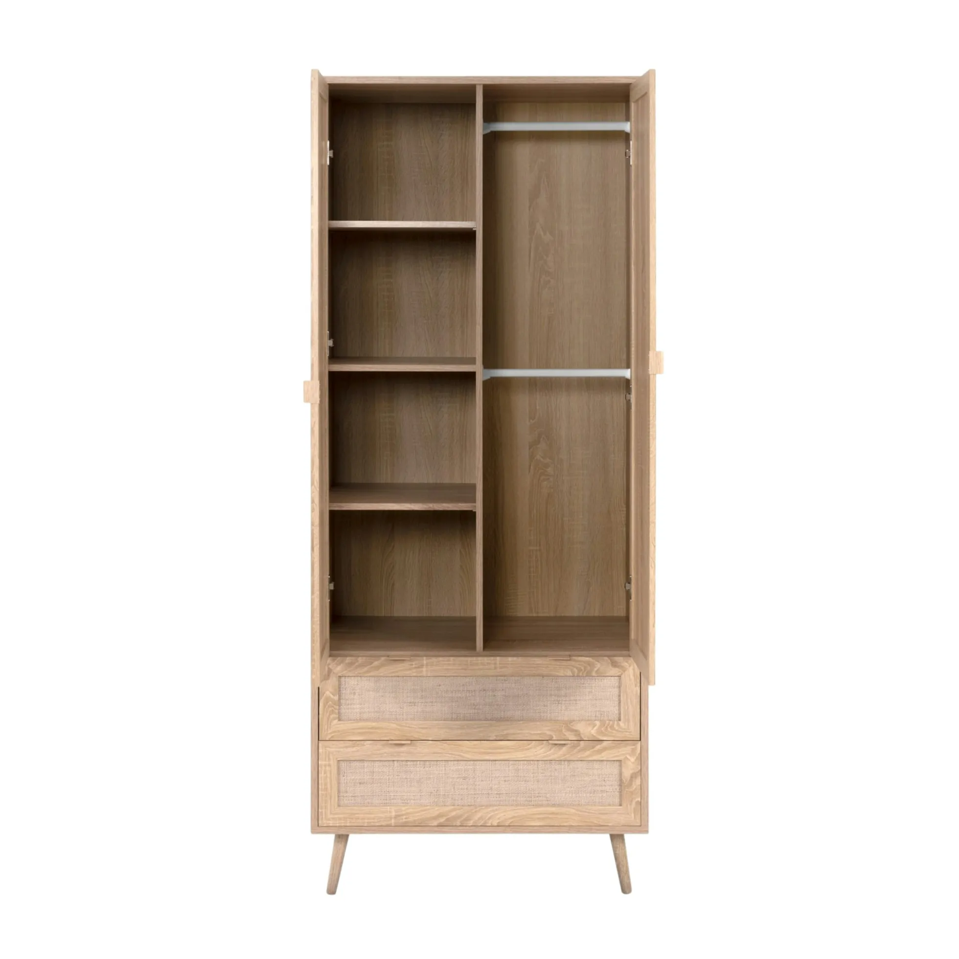Armoire penderie bohème 2 portes 2 tiroirs SONA