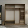Armoire penderie chambre, 1 porte grise & miroir H 210 cm BYRON
