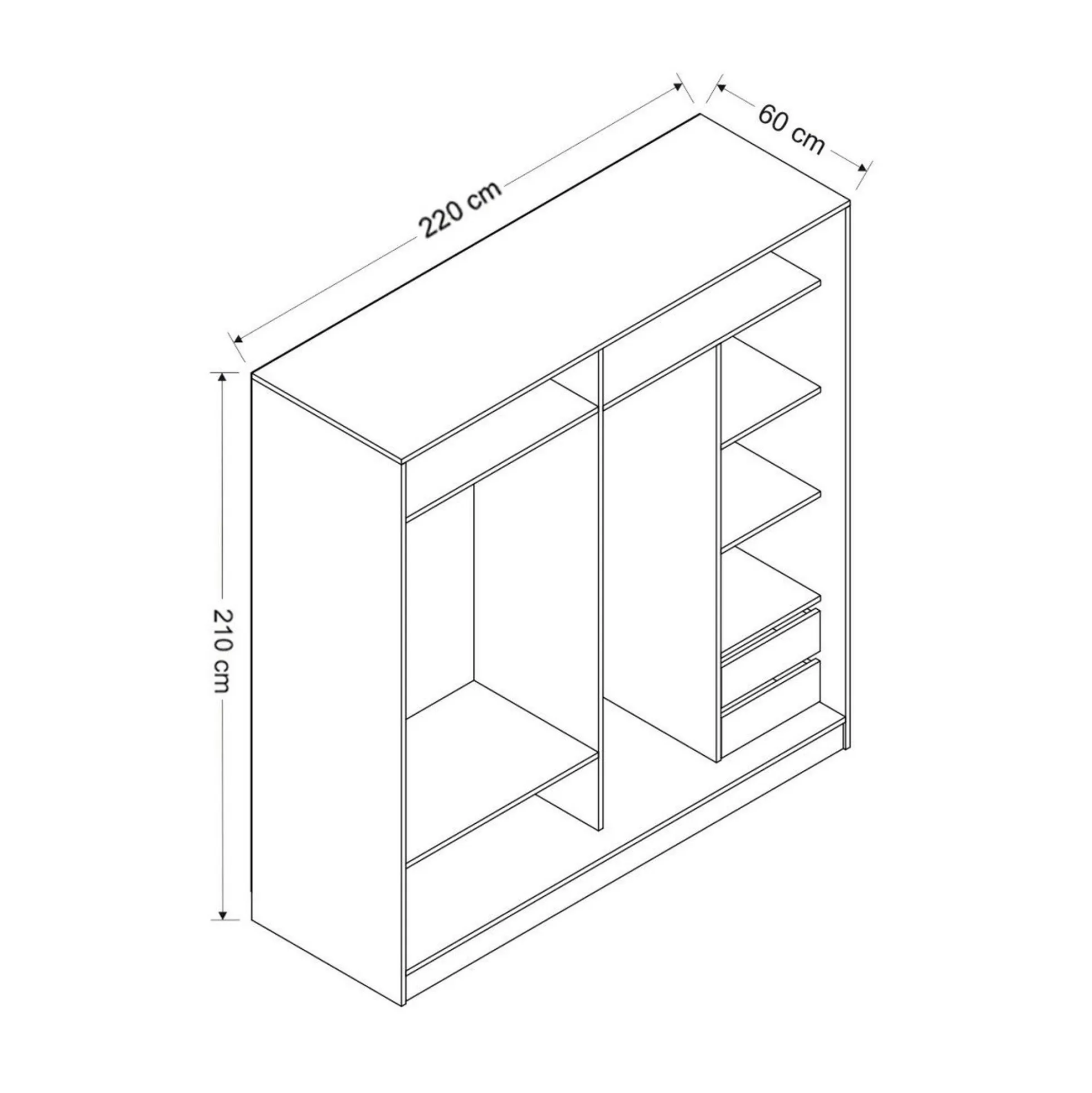 Armoire penderie chambre, 1 porte grise & miroir H 210 cm BYRON