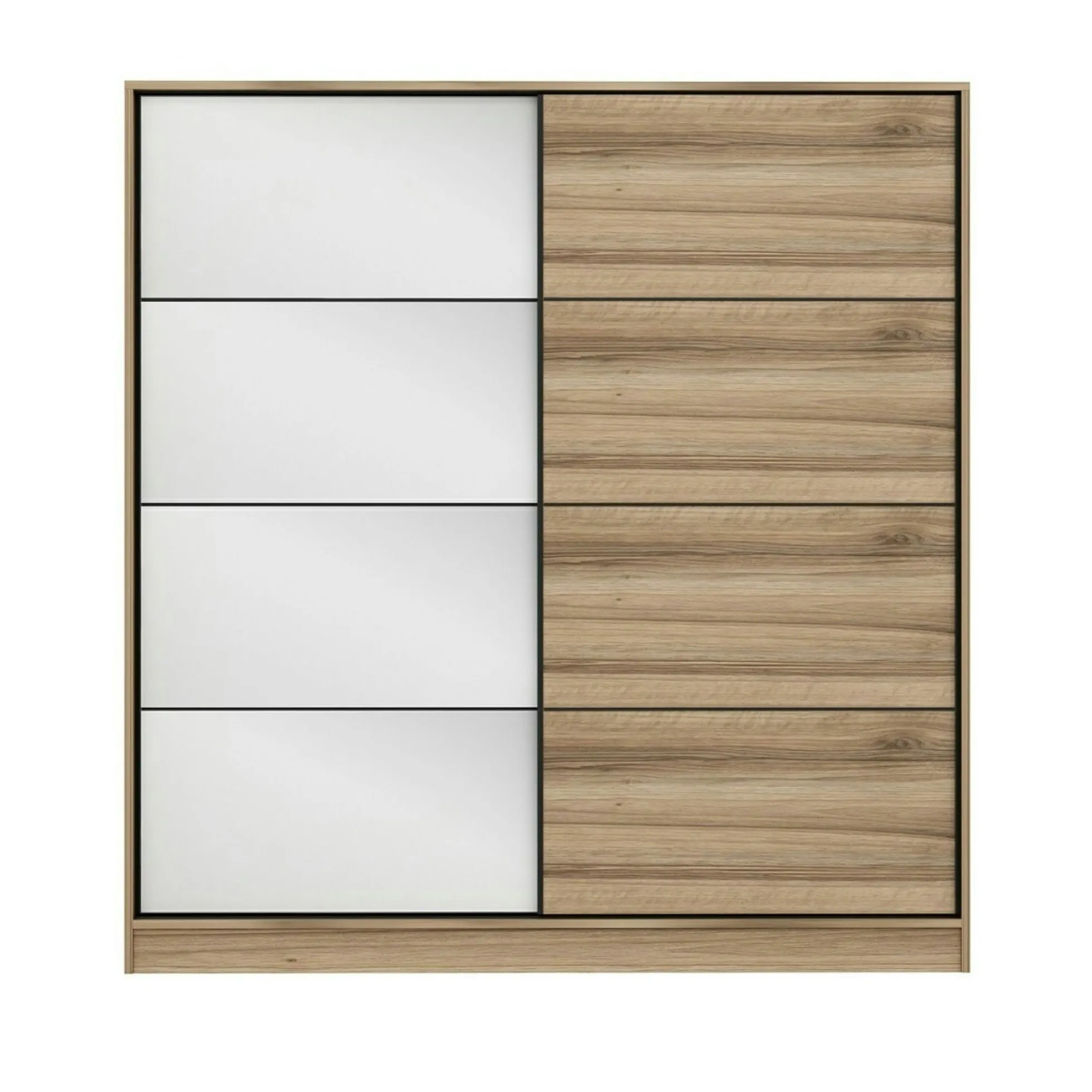 Armoire penderie coulissante effet bois et miroir BYRON