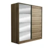 Armoire penderie coulissante effet bois 1 miroir H. 210 cm BYRON