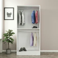 Armoire penderie design blanche - 2 portes vitrées BYRON