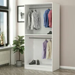 Armoire penderie design blanche - 2 portes vitrées BYRON
