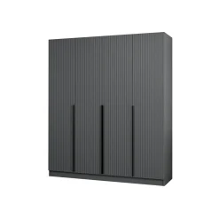 Armoire penderie design gris rainuré H 210 cm BYRON