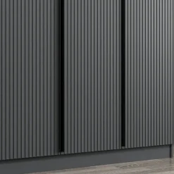 Armoire penderie design gris rainuré H 210 cm BYRON