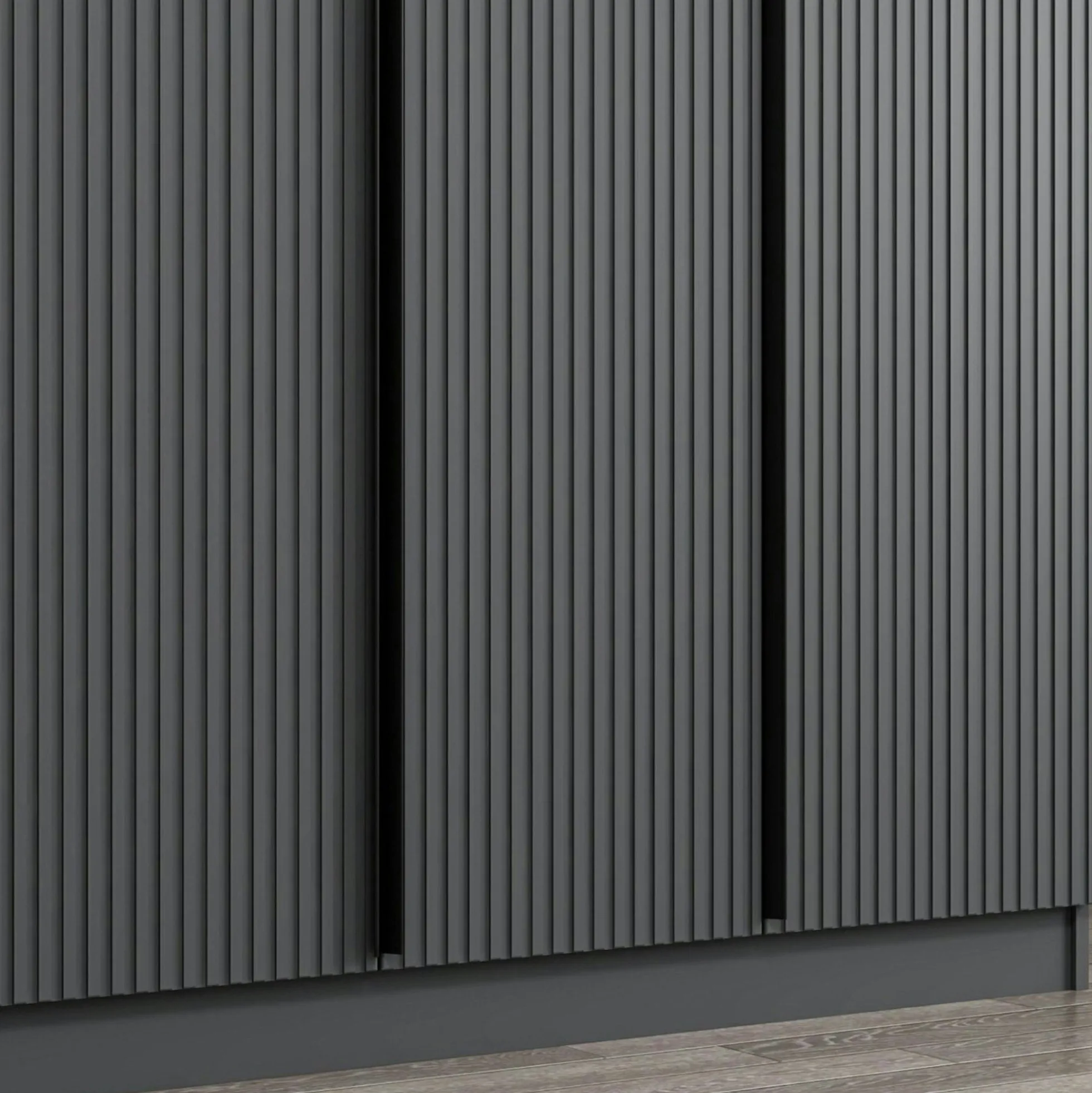 Armoire penderie design gris rainuré H 210 cm BYRON