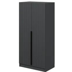 Armoire penderie design gris rainuré - 2 portes BYRON