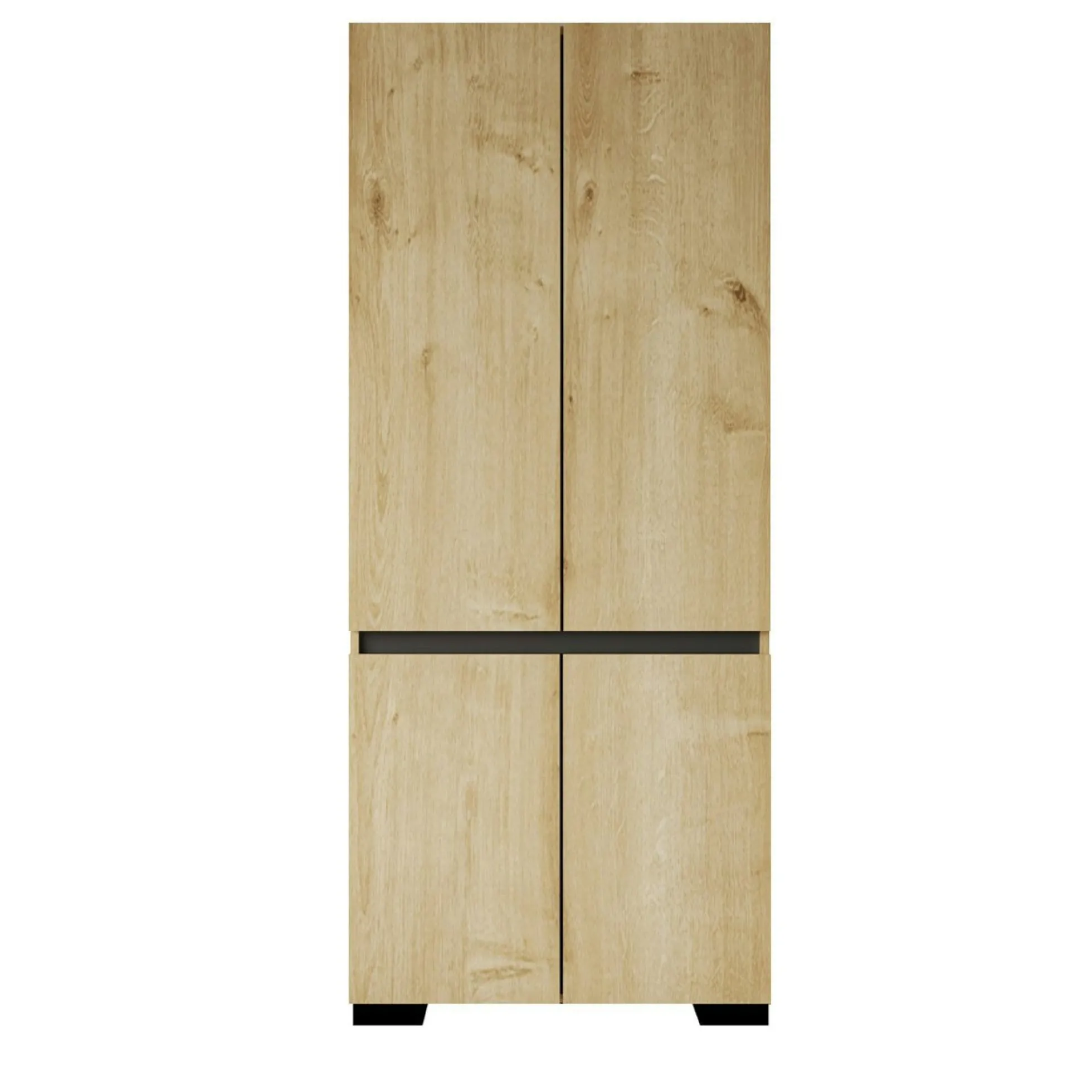 Armoire penderie effet bois détail gris, 1 étagère BYRON