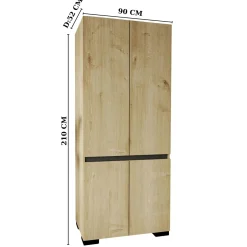 Armoire penderie effet bois détail gris, 1 étagère BYRON
