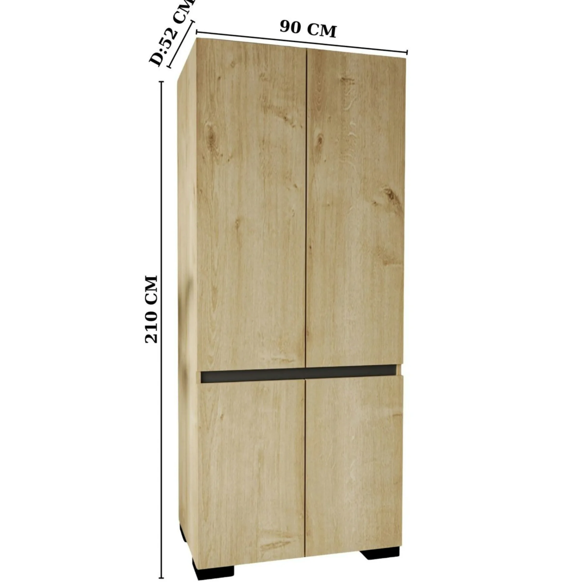 Armoire penderie effet bois détail gris, 1 étagère BYRON