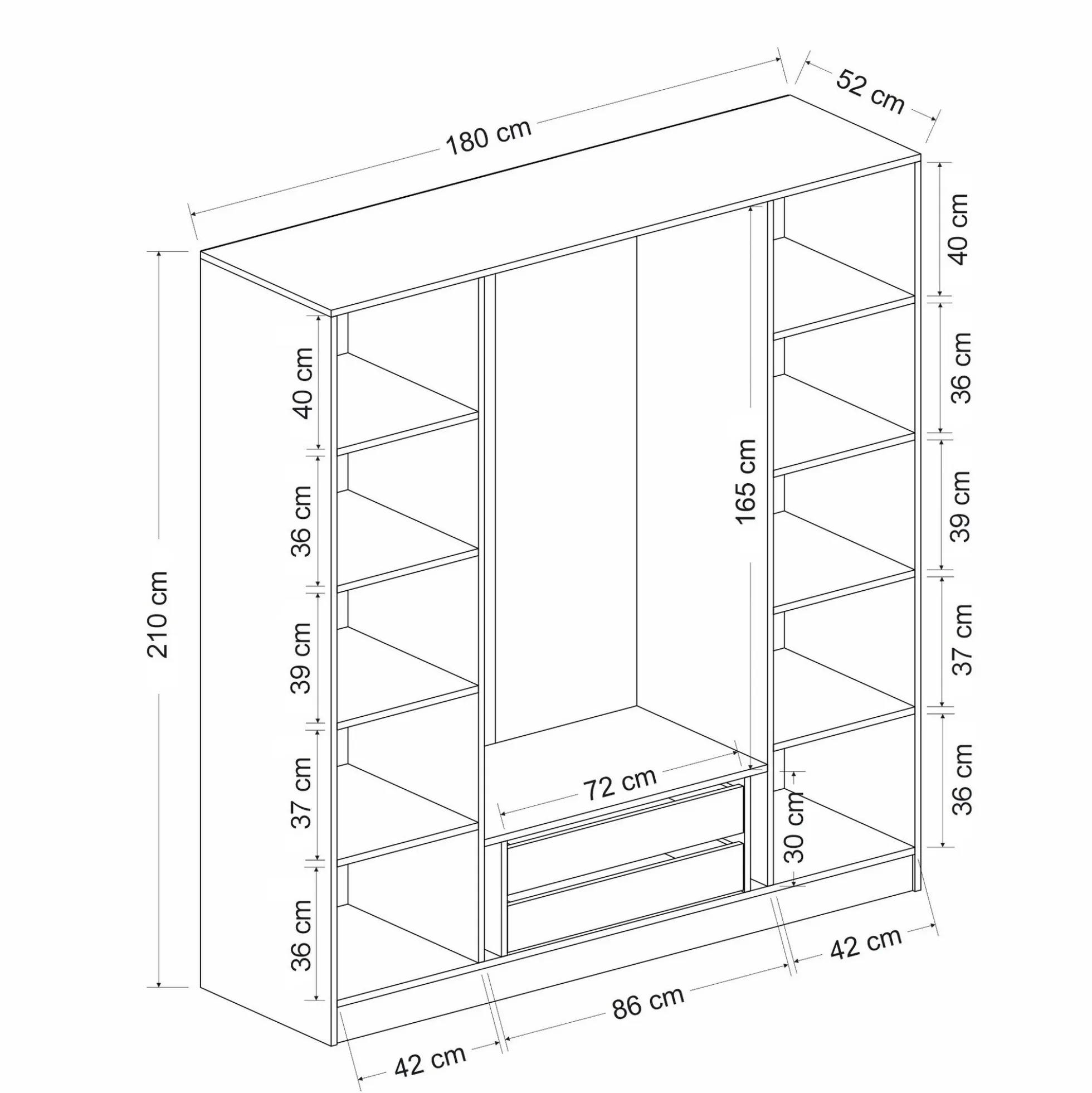 Armoire penderie grise 4 portes verre H 210 cm BYRON