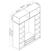 Armoire penderie grise 6 portes, 1 portant 2 tiroirs BYRON