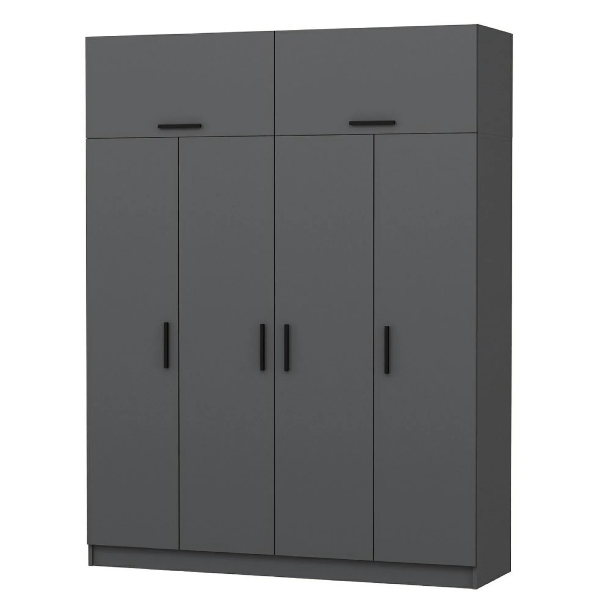Armoire penderie grise 6 portes, 1 portant 2 tiroirs BYRON