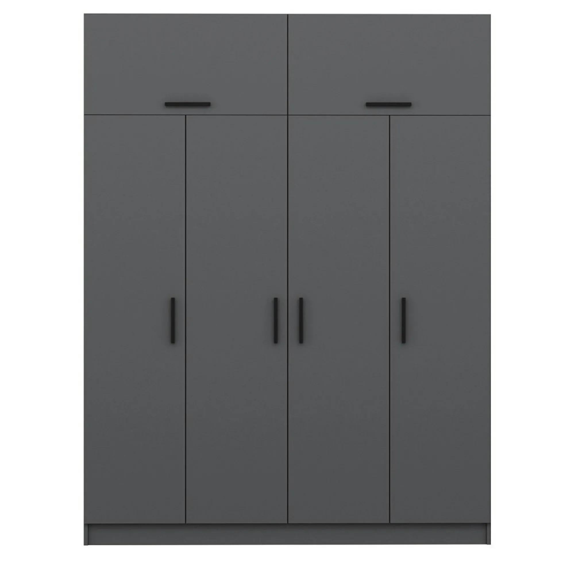 Armoire penderie grise 6 portes, 1 portant 2 tiroirs BYRON
