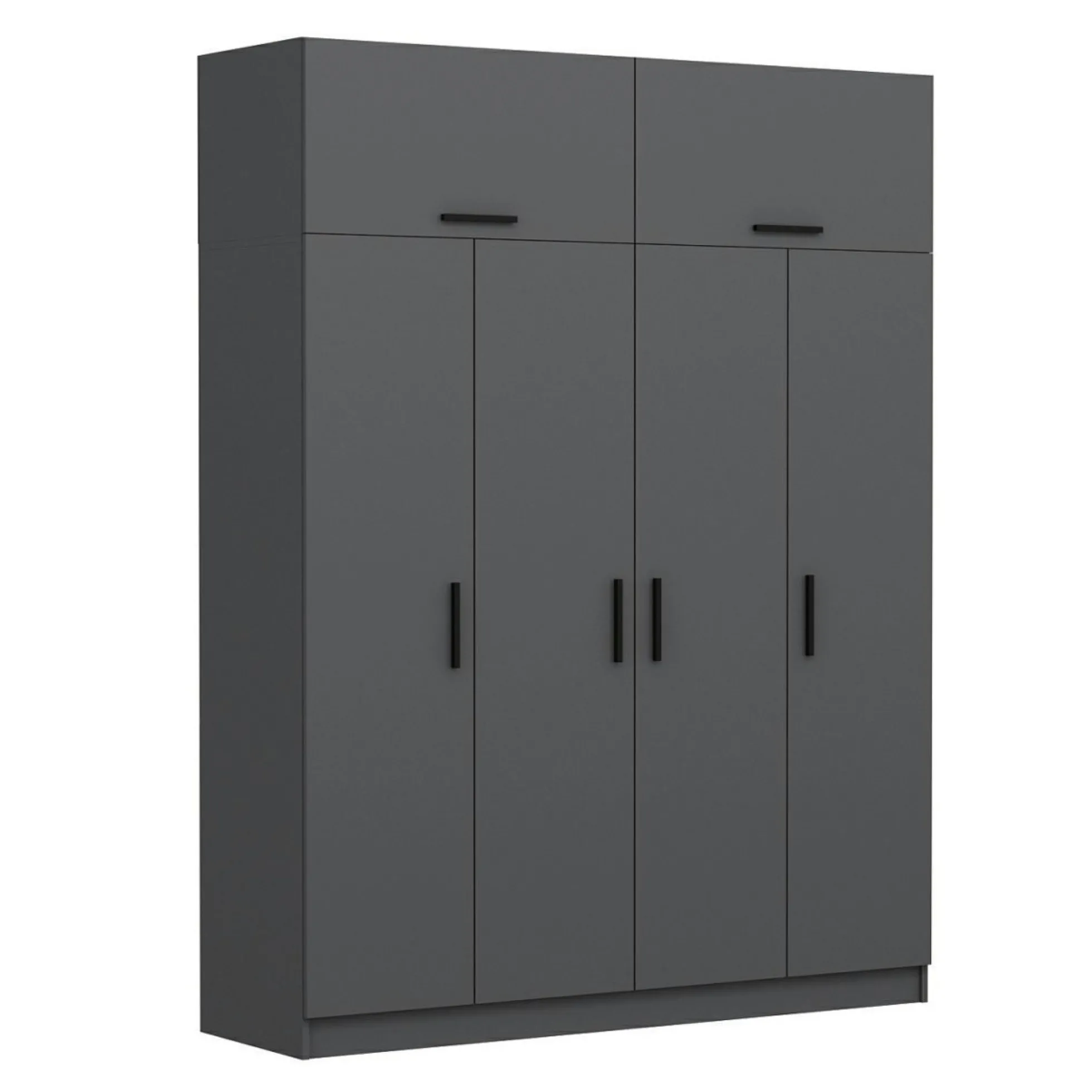 Armoire penderie grise 6 portes, 1 portant 2 tiroirs BYRON