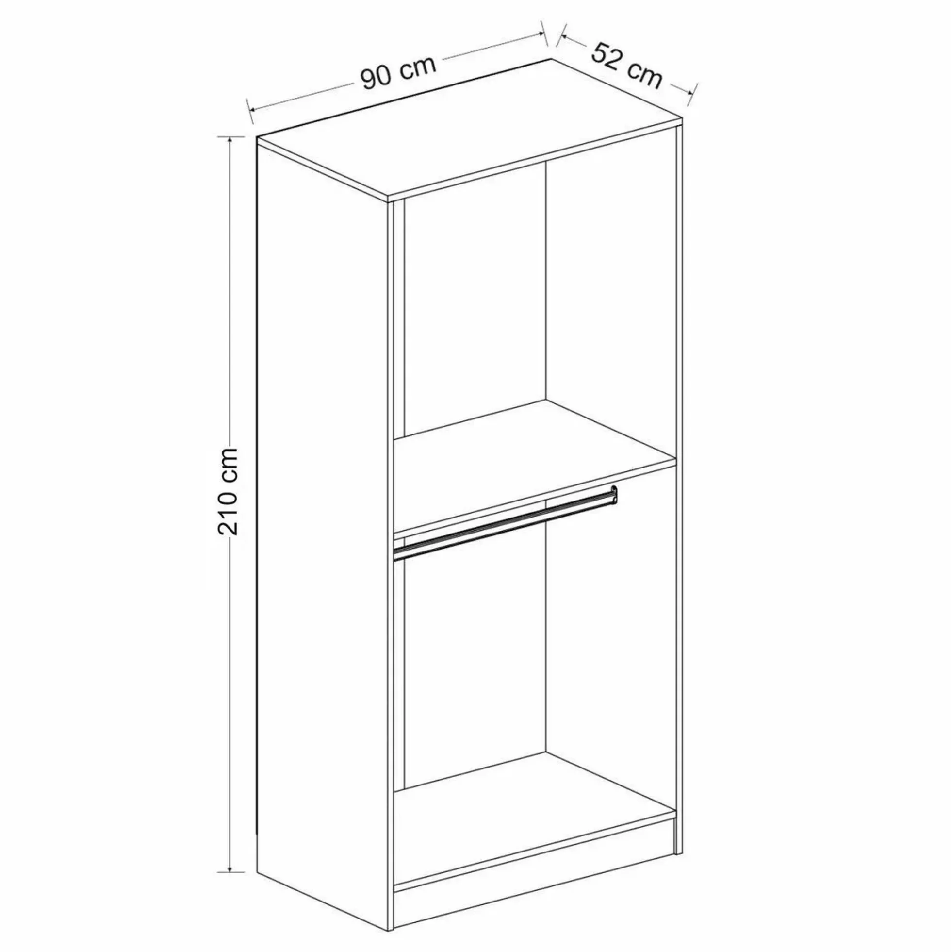 Armoire penderie grise vitrée - 2 portes H.210 cm BYRON