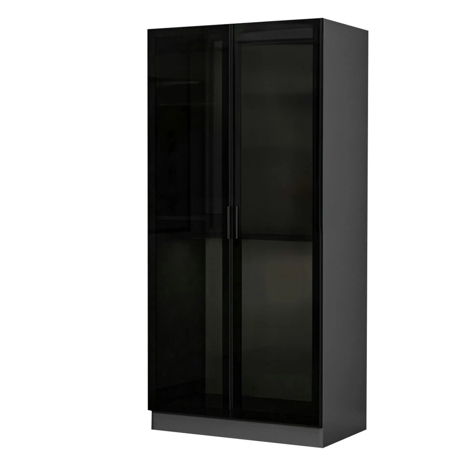 Armoire penderie grise vitrée - 2 portes H.210 cm BYRON