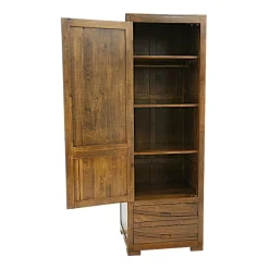 Armoire Penderie Hévéa 1 porte, 2 tiroirs 65x58x195cm NIAGARA