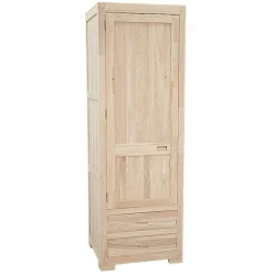 Armoire Penderie Hévéa 1 porte, 2 tiroirs 65x58x195cm NIAGARA