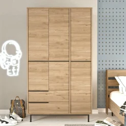 Armoire penderie moderne effet bois - 3 portes BYRON