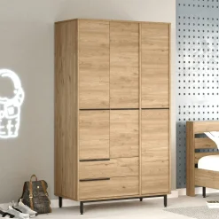 Armoire penderie moderne effet bois - 3 portes BYRON