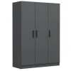 Armoire penderie moderne gris foncé - 3 portes BYRON