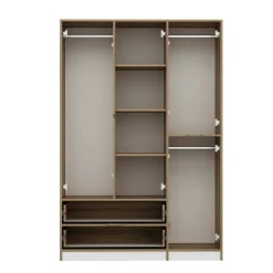 Armoire penderie moderne - 4 portes blanches L.140 cm BYRON
