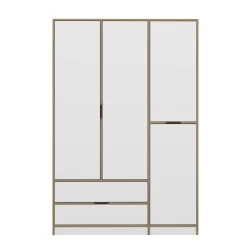 Armoire penderie moderne - 4 portes blanches L.140 cm BYRON