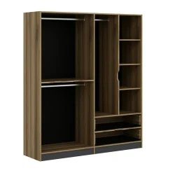 Armoire penderie moderne - 6 portes grises L.185 cm BYRON