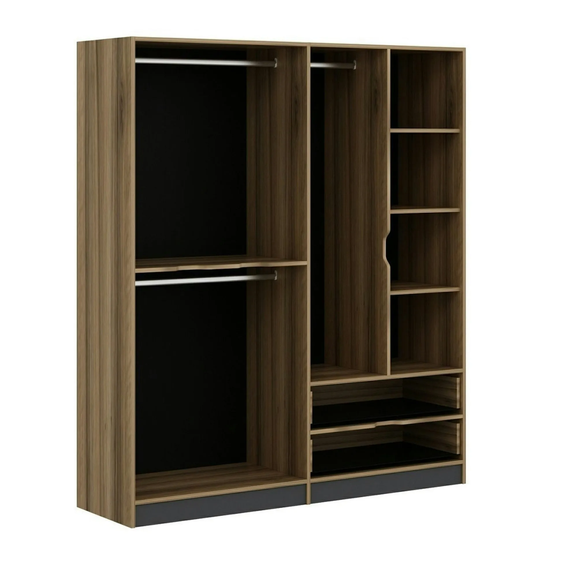 Armoire penderie moderne - 6 portes grises L.185 cm BYRON