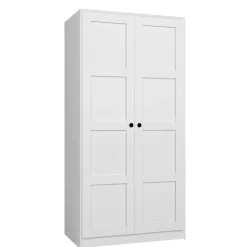 Armoire penderie 2 portes blanche, détail encadrement BYRON