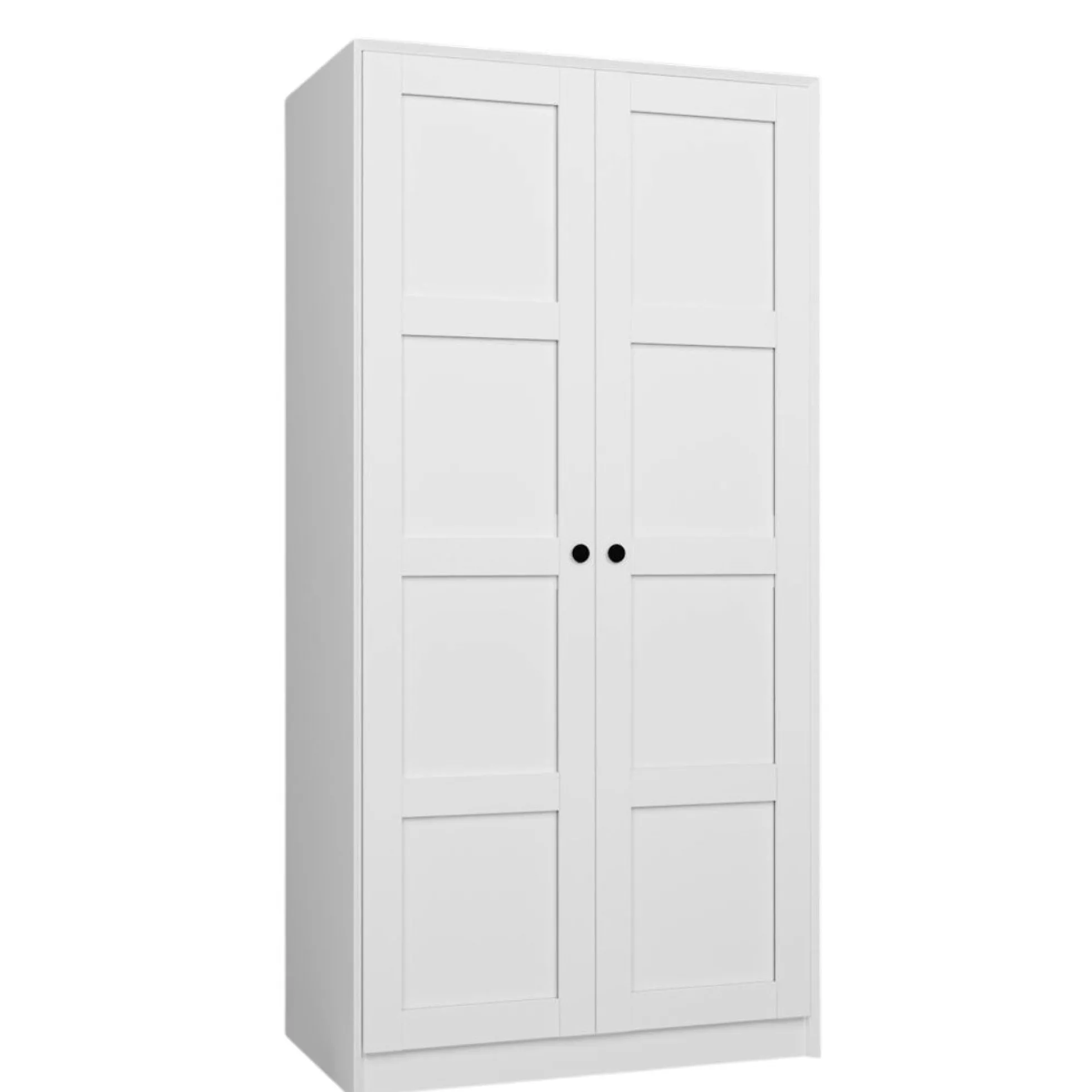 Armoire penderie 2 portes blanche, détail encadrement BYRON