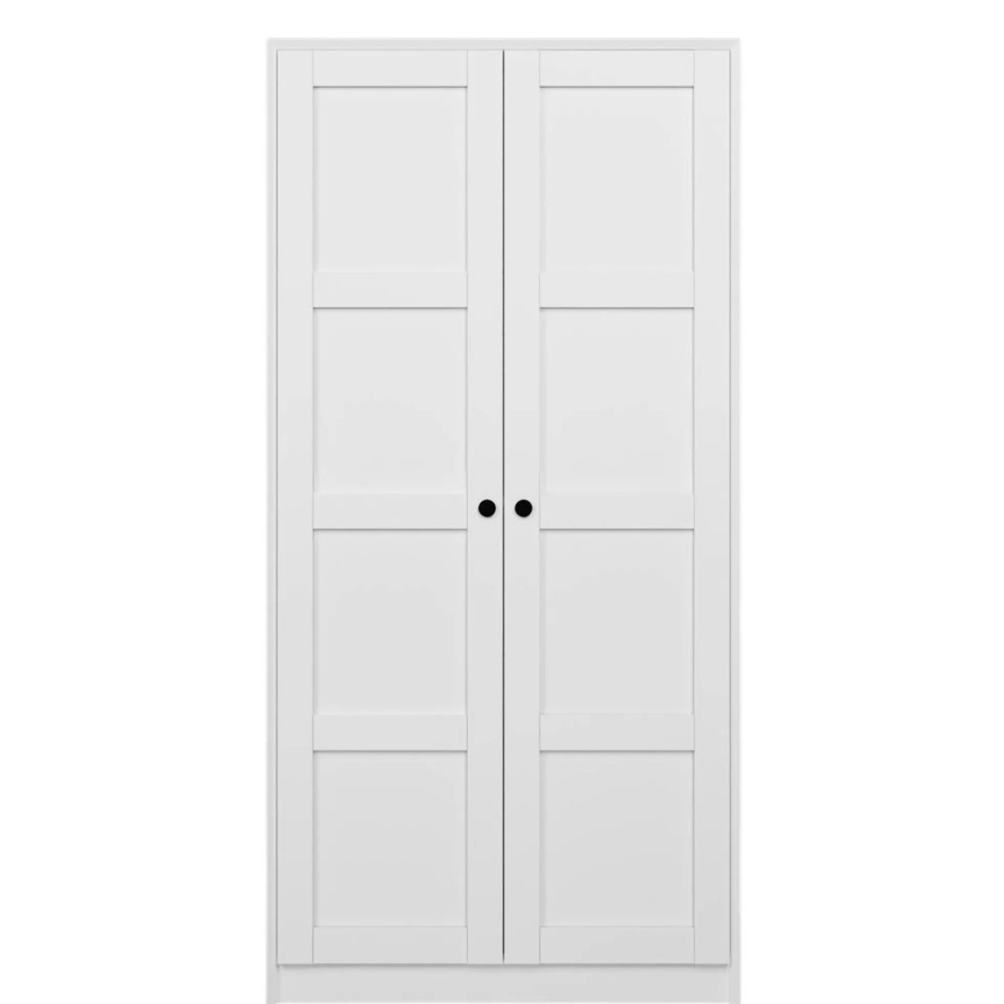 Armoire penderie 2 portes blanche, détail encadrement BYRON
