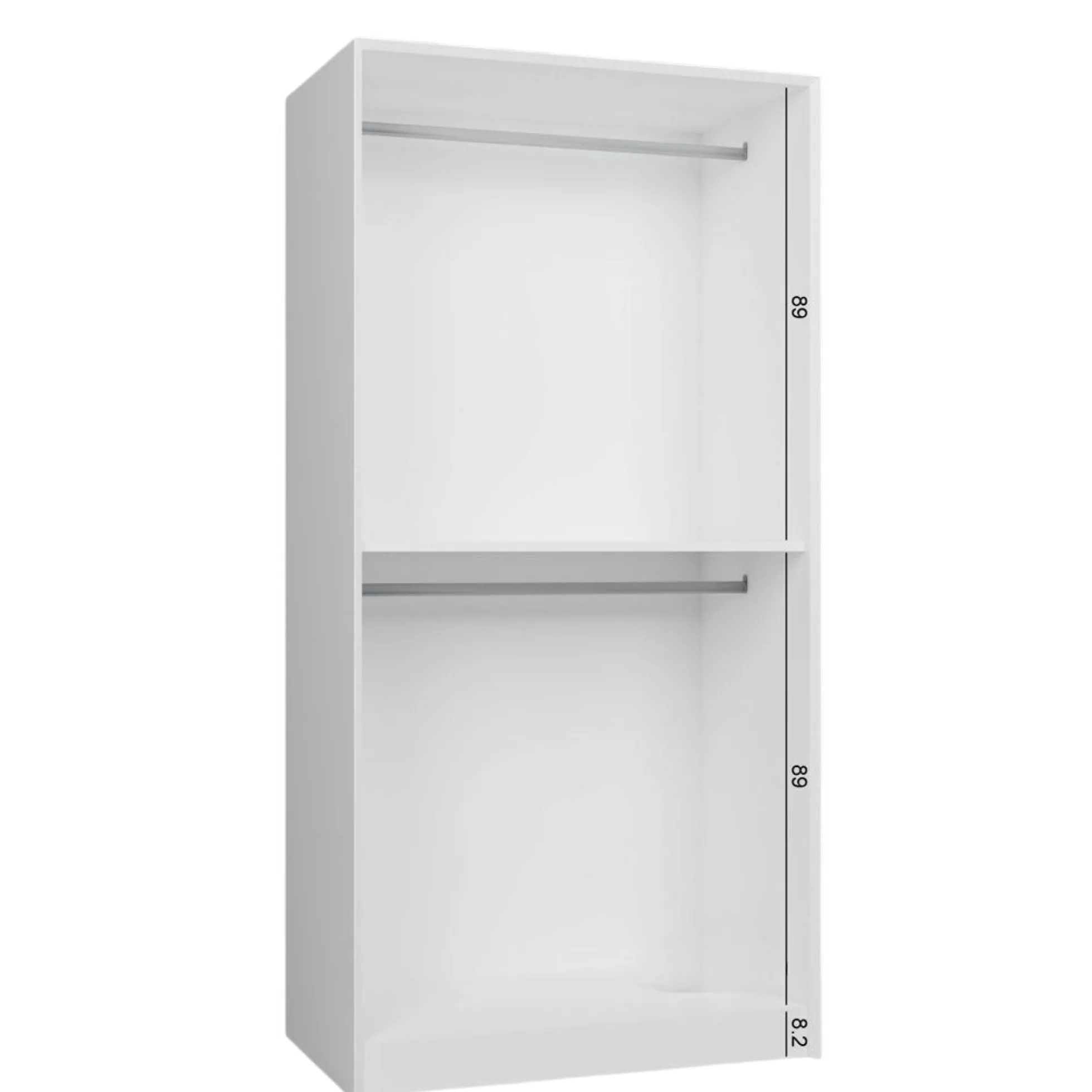 Armoire penderie 2 portes blanche, détail encadrement BYRON